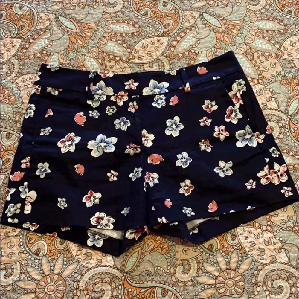 Navy with Floral Print Shorts by Ann Taylor